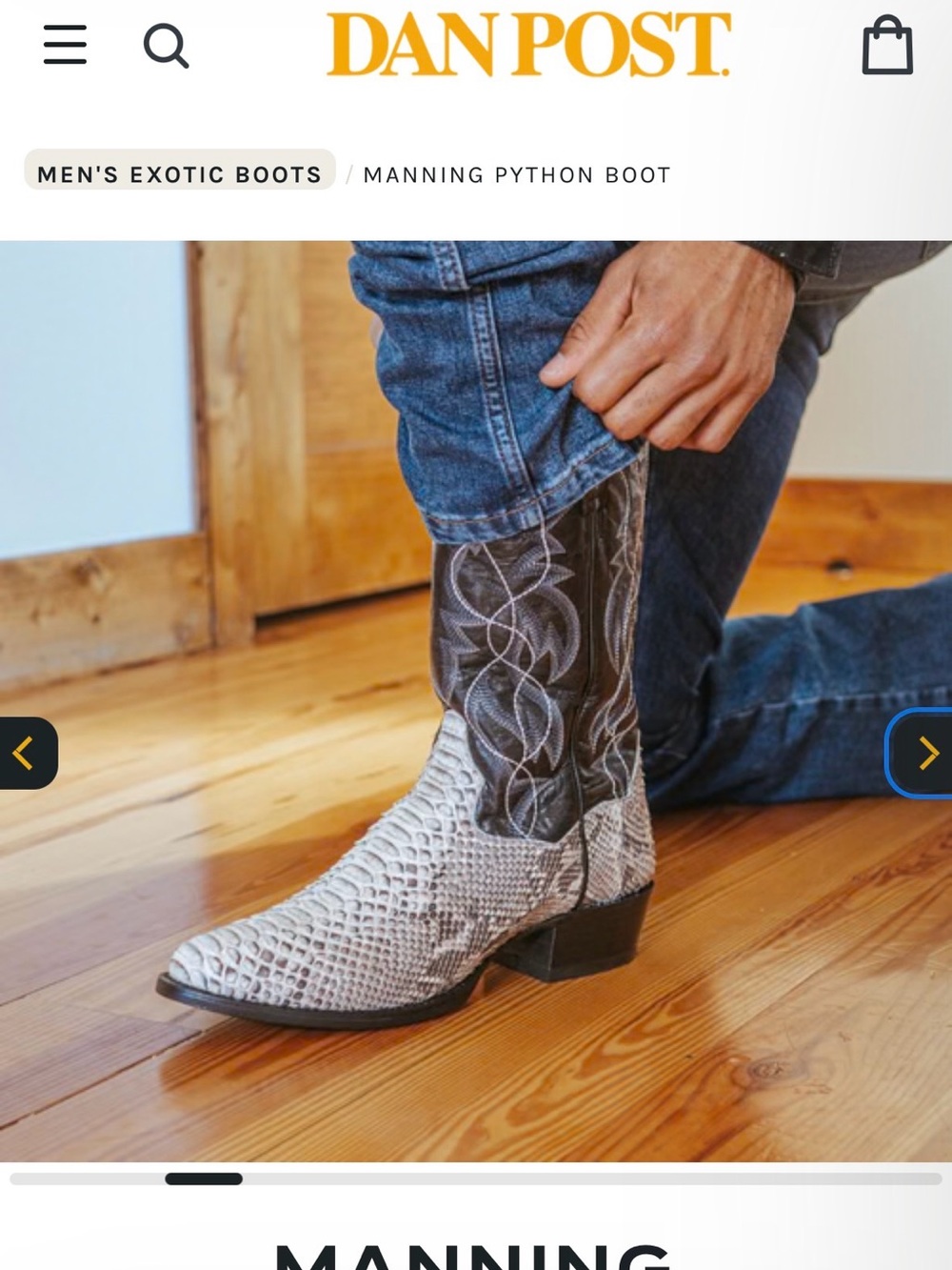 Dan Post Black Shaft with Natural Python Toe Western Boot Size 12 - Picture 3 of 11
